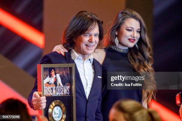 German singer Juergen Drews and his daughter Joelina Drews during the 'Schlagerchampions - Das grosse Fest der Besten' TV Show at Velodrom on January...