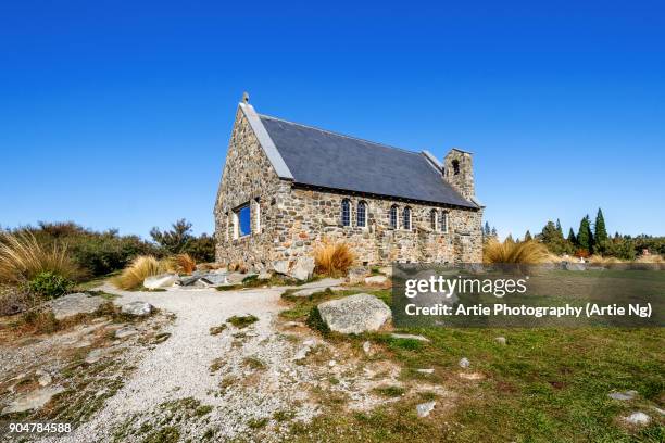 church of the good shepherd, lake tekapo, mackenzie basin, south island, new zealand - 1935 stock pictures, royalty-free photos & images