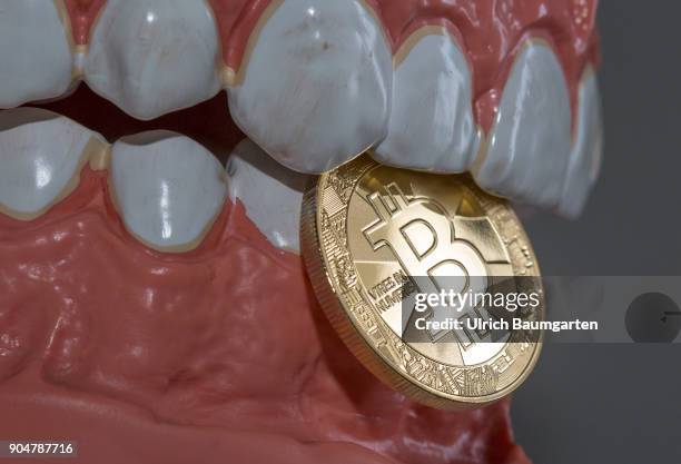 Stable or unstable? The symbol photo shows a Bitcoin between the teeth of a dentition.