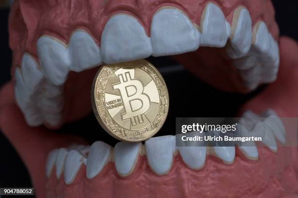 Stable or unstable? The symbol photo shows a Bitcoin between the teeth of a dentition.