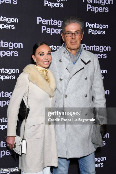 Alexandra Cardinale and Dominique Desseigne attend "Pentagon Papers" Premiere at Cinema UGC Normandie on January 13, 2018 in Paris, France.