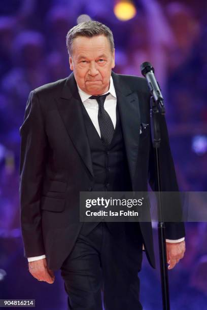 German singer Roland Kaiser performs at the 'Schlagerchampions - Das grosse Fest der Besten' TV Show at Velodrom on January 13, 2018 in Berlin,...