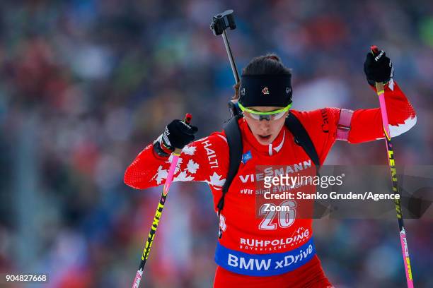 Rosanna Crawford of Canada in action during the IBU Biathlon World Cup Men's and Women's Mass Start on January 14, 2018 in Ruhpolding, Germany.