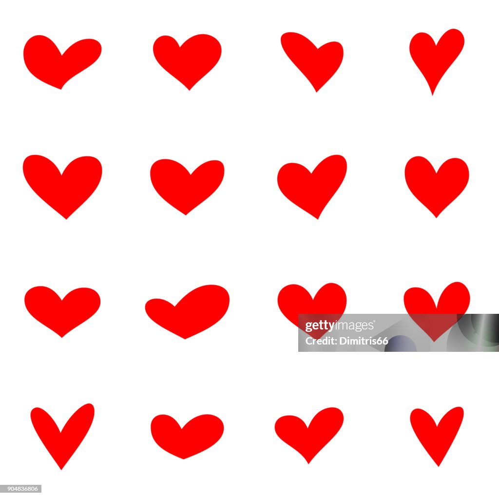 Hart Rood Cartoon Red Cartoon Style Hearts Collection High-Res Vector Graphic - Getty Images