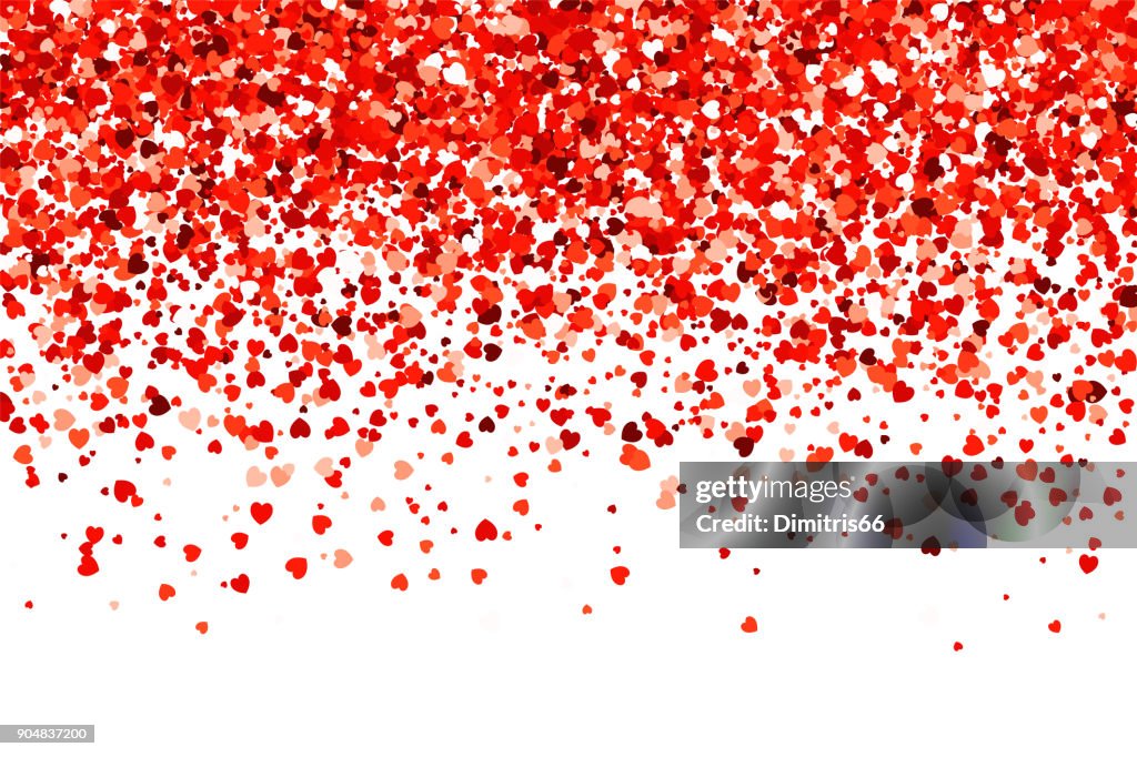 Red Heart Shaped Glitter Gradient Background For Use As A Design