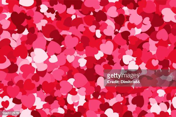 red love seamless background made from about one thousant vector hearts - magenta stock illustrations