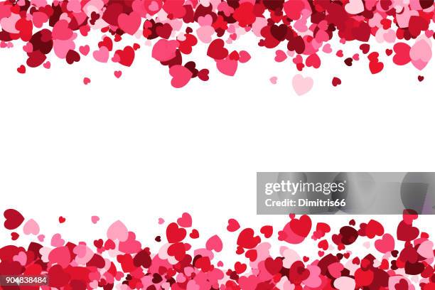 ilustraciones, imágenes clip art, dibujos animados e iconos de stock de marco amor loopable - corazón de color rosa en forma de confeti formando un encabezado - fondo de pie de página para su uso como un elemento de diseño - valentine card