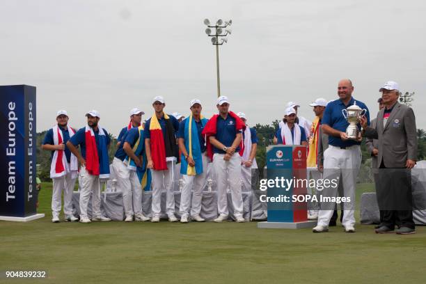 Prime Minister Najib Razak deliver the EurAsia Cup to the Captain of Team Europe, Thomas Bjorn. EurAsia Cup is a biennial men professional team golf...