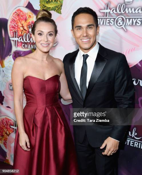 Actress Alexa PenaVega and Carlos PenaVega attend Hallmark Channel and Hallmark Movies and Mysteries Winter 2018 TCA Press Tour at Tournament House...