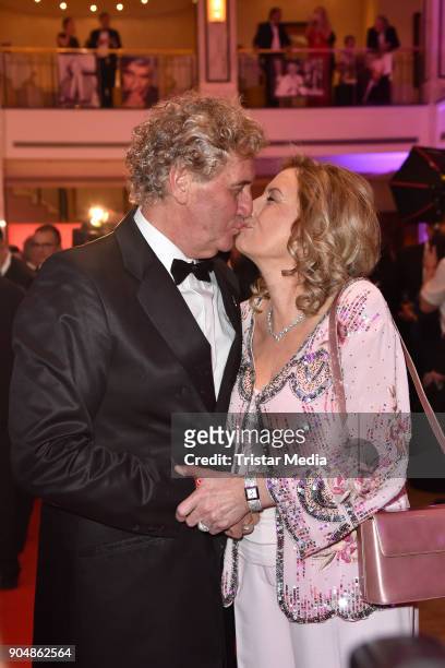 Jean Marie Pfaff and guest attend the 117th Press Ball on January 13, 2018 in Berlin, Germany.