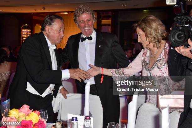 Richard Lugner, Jean Marie Pfaff and guest attend the 117th Press Ball on January 13, 2018 in Berlin, Germany.