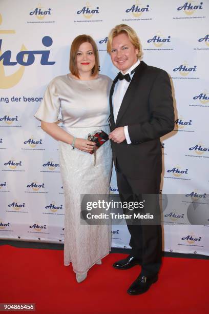 Katharina Fegebank and partner Mathias Wolff attend the 'Ahoi 2018 - The special kind of New Year's Reception on January 13, 2018 in Hamburg, Germany.