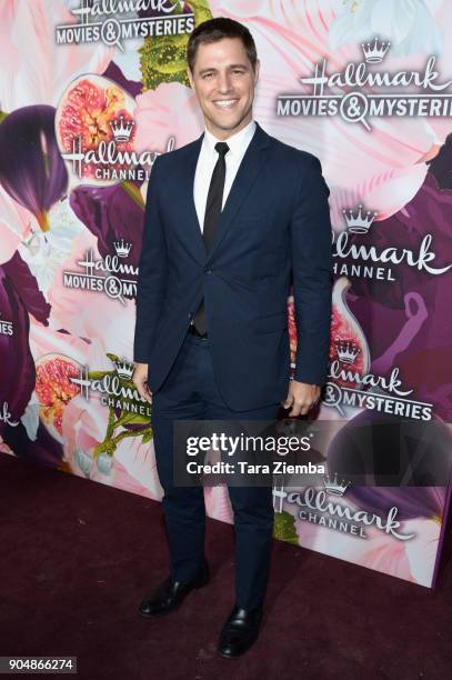 Actor Sam Page attends Hallmark Channel And Hallmark Movies and Mysteries Winter 2018 TCA Press Tour at Tournament House on January 13, 2018 in...