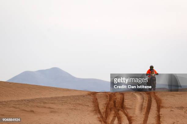 Stefan Svitko of Slovakia and Red Bull KTM Team rides a 450 Rally Replica bike in the Elite ASO during stage eight of the 2018 Dakar Rally between...