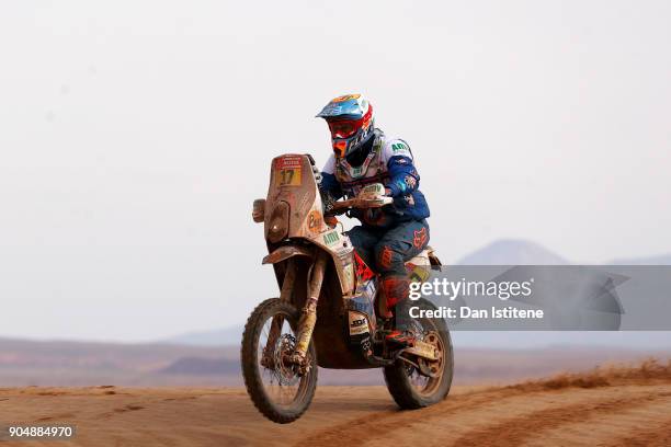 Armand Monleon of Spain and Daming Racing Team rides a 450 RR KTM bike in the Elite ASO during stage eight of the 2018 Dakar Rally between Uyuni and...