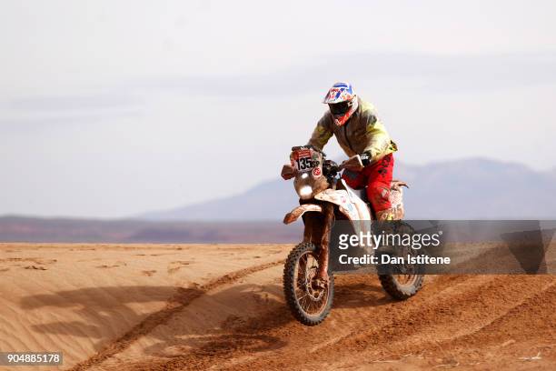 Loic Minaudier of France and KTM Nomade rides a 450 Rally Replica KTM bike in the Classe 2.2 : Marathon during stage eight of the 2018 Dakar Rally...