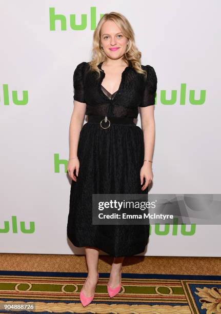 Elisabeth Moss attends the Hulu Winter TCA at Langham Hotel on January 14, 2018 in Pasadena, California.