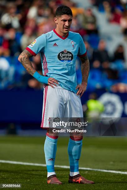 Pablo Hernandez of Real Club Celta de Vigo looks on during the La Liga game between Levante UD and Real Club Celta de Vigo at Ciutat de Valencia...