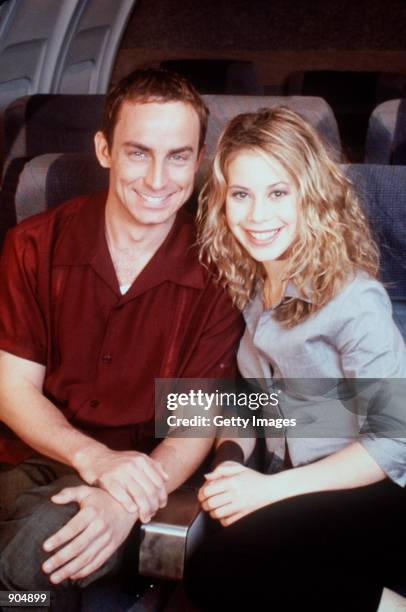 Wallace Langham with guest star, Tara Lipinski in "Veronica's Closet." . Photo credit: Paul Drinkwater NBC, Inc.