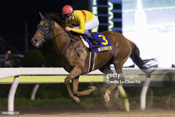 Jockey Yutaka Take riding Copano Rickey wins the Teio Sho at Ohi Racecourse in Tokyo, Japan on June 29, 2016. This race began in 1978 as a spring...