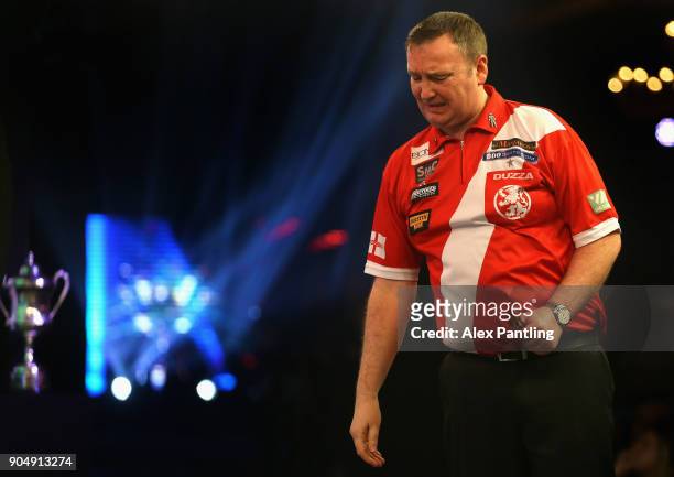 Glen Durrant of England celebrates victory following the final of the BDO World Darts Championship against Mark McGeeney of England at Lakeside...