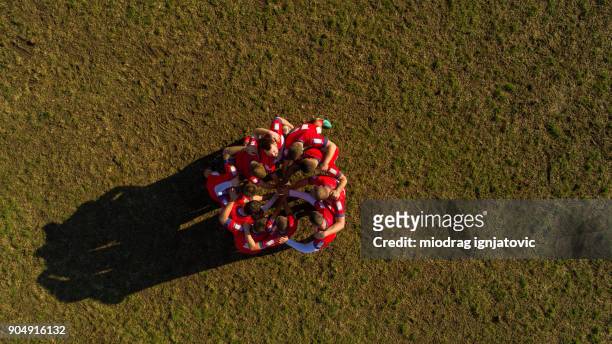 power of team - rugby sport stock pictures, royalty-free photos & images
