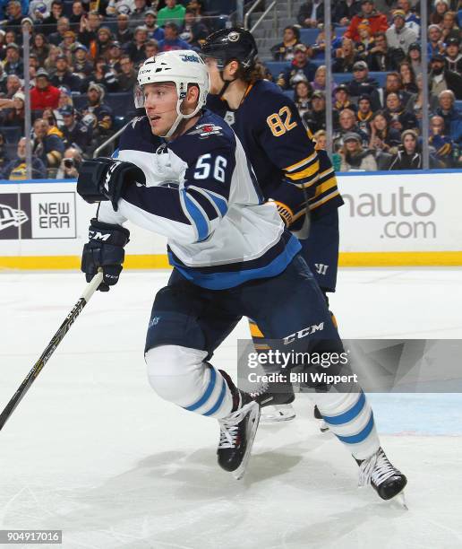 Marko Dano of the Winnipeg Jets skates against the Buffalo Sabres during an NHL game on January 9, 2018 at KeyBank Center in Buffalo, New York.