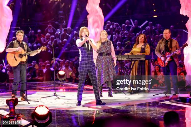 The Kelly family perform at the 'Schlagerchampions - Das grosse Fest der Besten' TV Show at Velodrom on January 13, 2018 in Berlin, Germany.