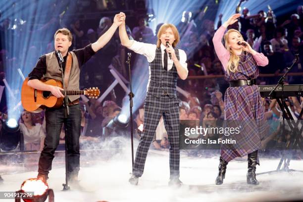 The Kelly family perform at the 'Schlagerchampions - Das grosse Fest der Besten' TV Show at Velodrom on January 13, 2018 in Berlin, Germany.