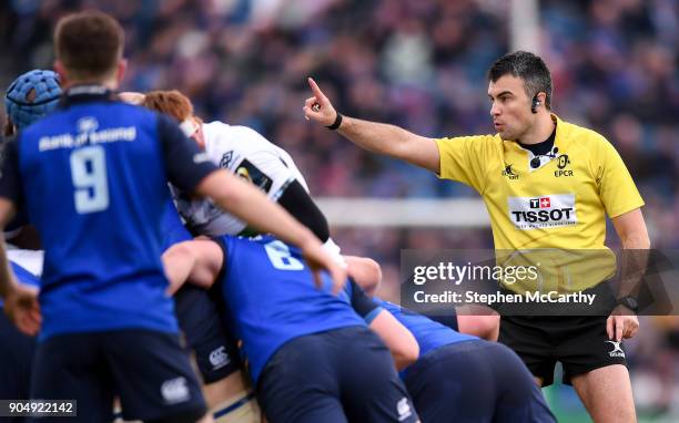 Dublin , Ireland - 14 January 2018; Referee Marius Mitrea during the European Rugby Champions Cup Pool 3 Round 5 match between Leinster and Glasgow...