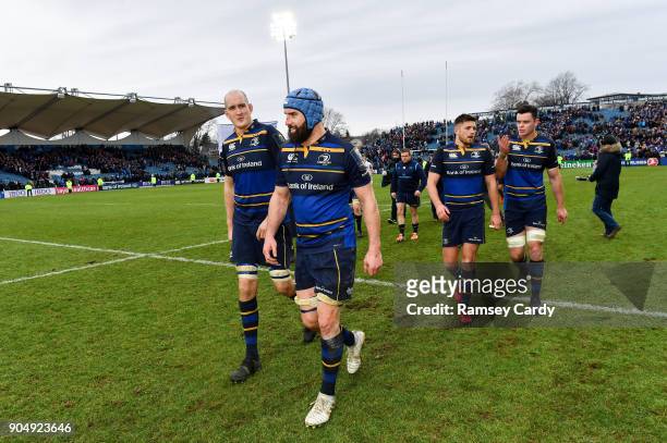 Dublin , Ireland - 14 January 2018; Devin Toner, left, and Scott Fardy of Leinster following the European Rugby Champions Cup Pool 3 Round 5 match...