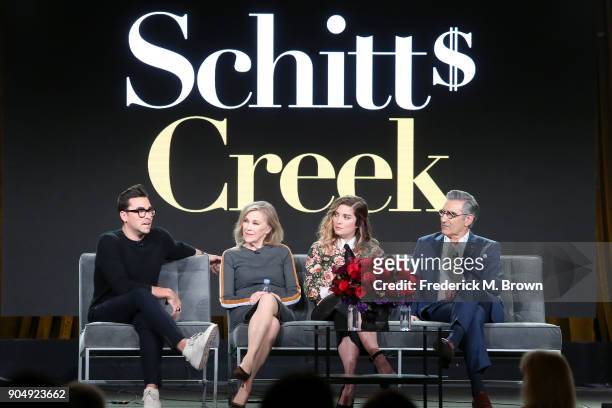 Co-creator/Executive producer/Actor Daniel Levy, actors Catherine O'Hara and Annie Murphy, and co-creator/executive producer/actor Eugene Levy of...