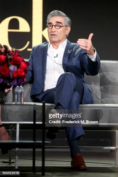 Co-creator/Executive producer/Actor Eugene Levy of 'Schitt's Creek' speaks onstage during the POPTV portion of the 2018 Winter Television Critics...