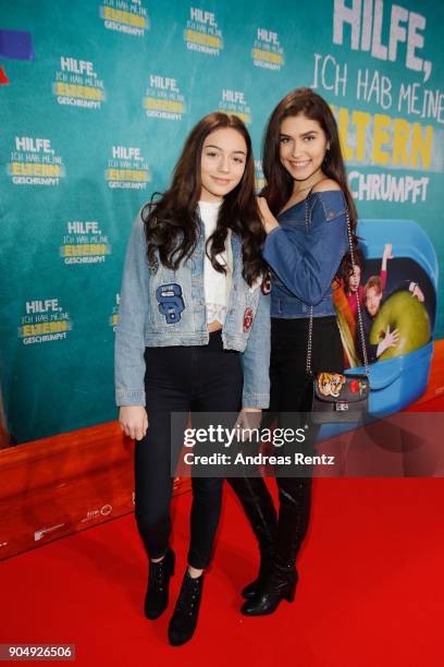 Tina Neumann and Ana Lisa Kohler attend the premiere of 'Hilfe, ich hab meine Eltern geschrumpft' at Cinedom on January 14, 2018 in Cologne, Germany.