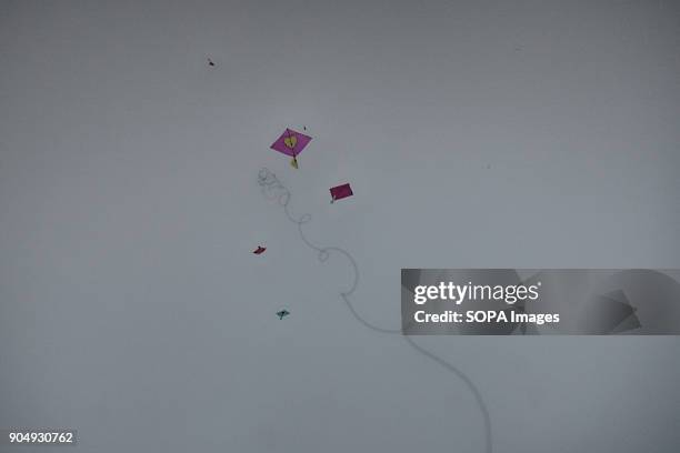 Kite is falling down from the sky in the day of Shakrain festival which held in southern part of the capital Dhaka , Bangladesh.The idea behind the...