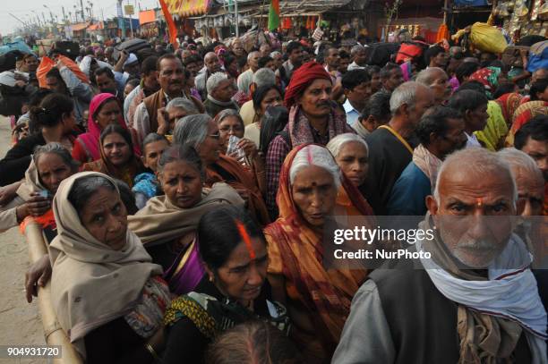 Hindu devotees after bathe back to home at the Gangasagar Island, around 160 kms south of Kolkata on January 14, 2018. More than 900,000 Hindu...