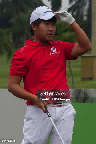 Poom Saksansin is seen on the last day at EurAsia Cup 2018. EurAsia Cup is a biennial men professional team golf tournament between Europe and Asia...