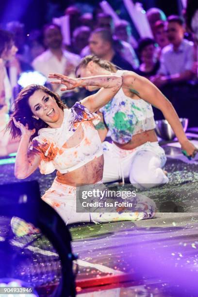 German singer Vanessa Mai performs at the 'Schlagerchampions - Das grosse Fest der Besten' TV Show at Velodrom on January 13, 2018 in Berlin, Germany.