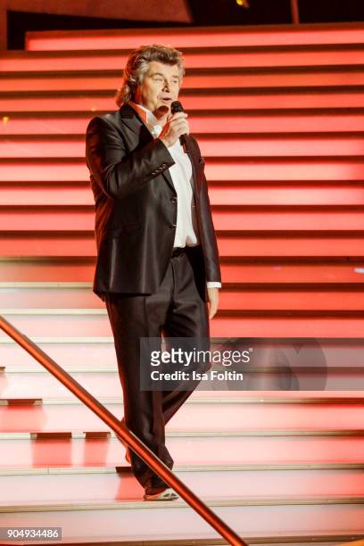 Austrian singer Andy Borg performs at the 'Schlagerchampions - Das grosse Fest der Besten' TV Show at Velodrom on January 13, 2018 in Berlin, Germany.