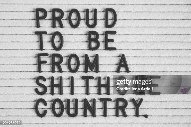 proud to be from a shithole country - typographies stockfoto's en -beelden