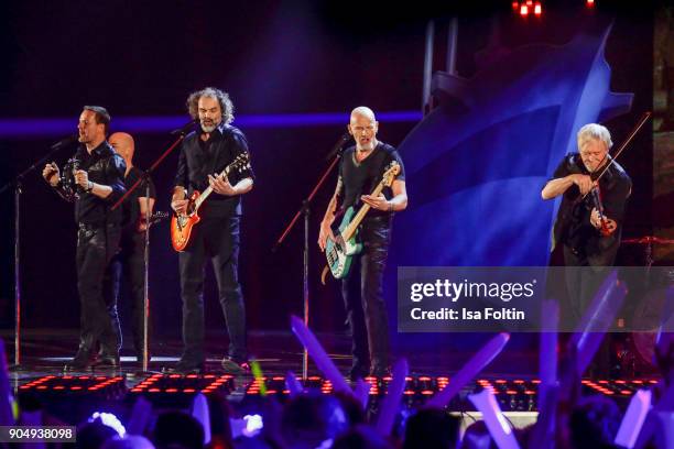 Santiano perform at the 'Schlagerchampions - Das grosse Fest der Besten' TV Show at Velodrom on January 13, 2018 in Berlin, Germany.