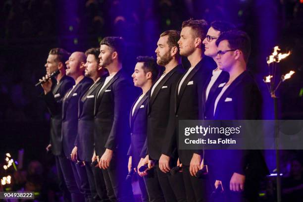 Ten Tenors perform at the 'Schlagerchampions - Das grosse Fest der Besten' TV Show at Velodrom on January 13, 2018 in Berlin, Germany.