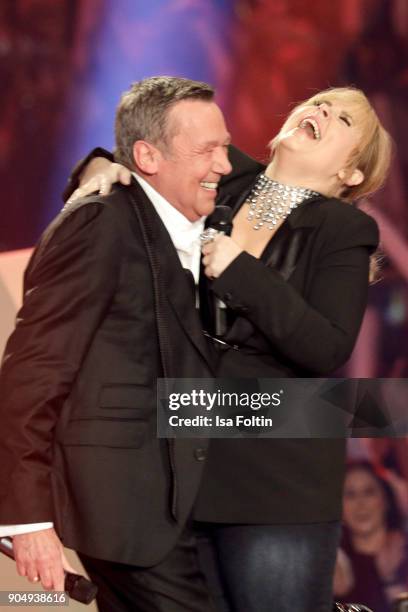 German singer Roland Kaiser and irish singer Maite Kelly perform at the 'Schlagerchampions - Das grosse Fest der Besten' TV Show at Velodrom on...