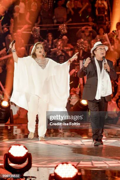The Italian duo Al Bano and Romina Power perform at the 'Schlagerchampions - Das grosse Fest der Besten' TV Show at Velodrom on January 13, 2018 in...