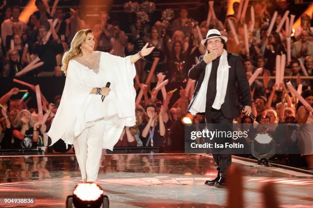 The Italian duo Al Bano and Romina Power perform at the 'Schlagerchampions - Das grosse Fest der Besten' TV Show at Velodrom on January 13, 2018 in...