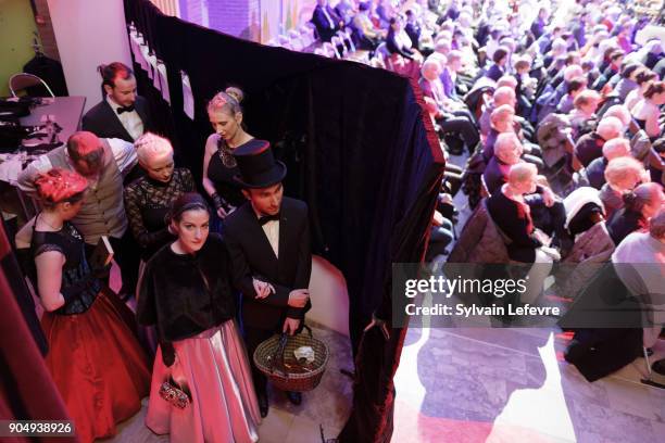 Dancers are waiting to start the "Bal de l'Empereur" on January 14, 2018 in Villeneuve-d'Ascq, France.