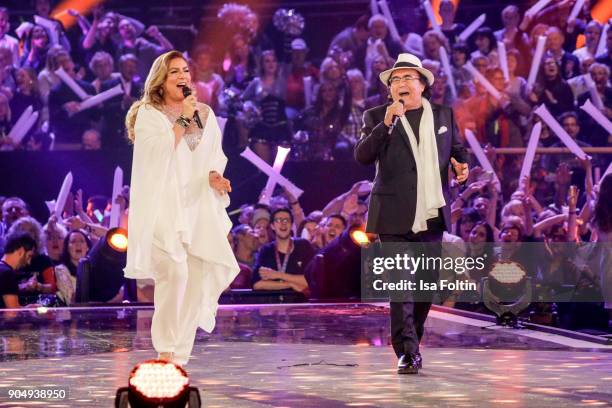 The Italian duo Al Bano and Romina Power perform at the 'Schlagerchampions - Das grosse Fest der Besten' TV Show at Velodrom on January 13, 2018 in...