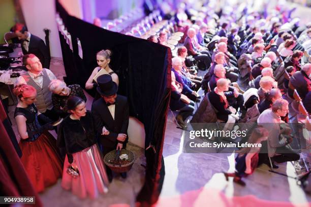 Dancers are waiting to start the "Bal de l'Empereur" on January 14, 2018 in Villeneuve-d'Ascq, France.