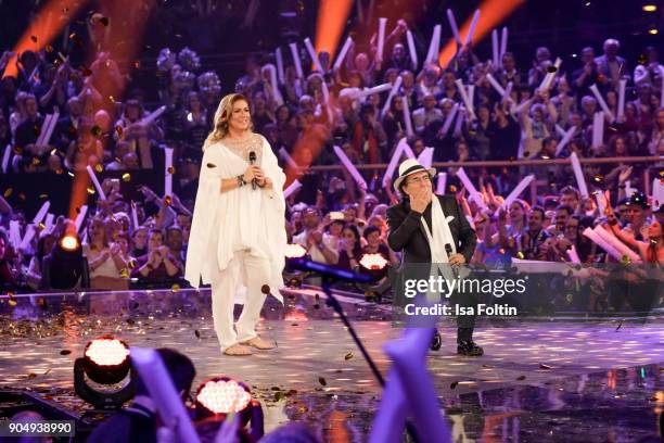 The Italian duo Al Bano and Romina Power perform at the 'Schlagerchampions - Das grosse Fest der Besten' TV Show at Velodrom on January 13, 2018 in...