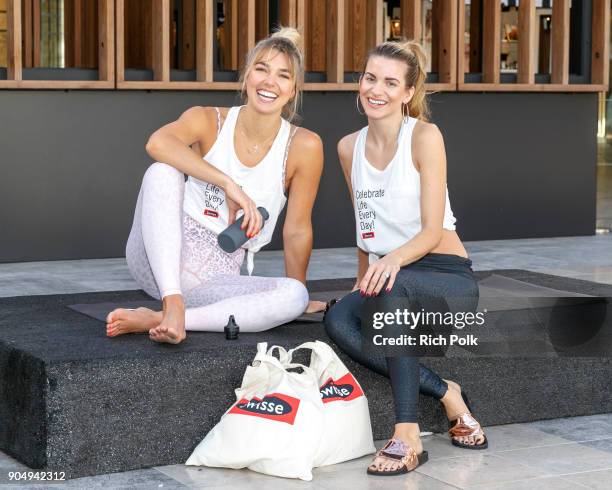 Swisse Wellness brand ambassador, international model, and yoga guru, Ashley Hart and actress/model Rachel McCord pose for a photo at A Mindful...